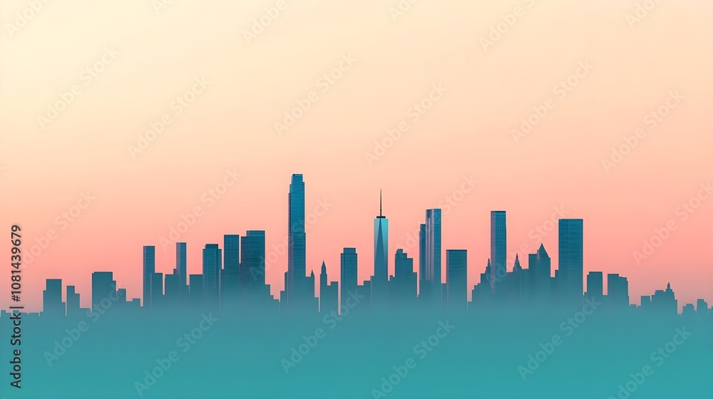 Fototapeta premium City Skyline Sunset Silhouette