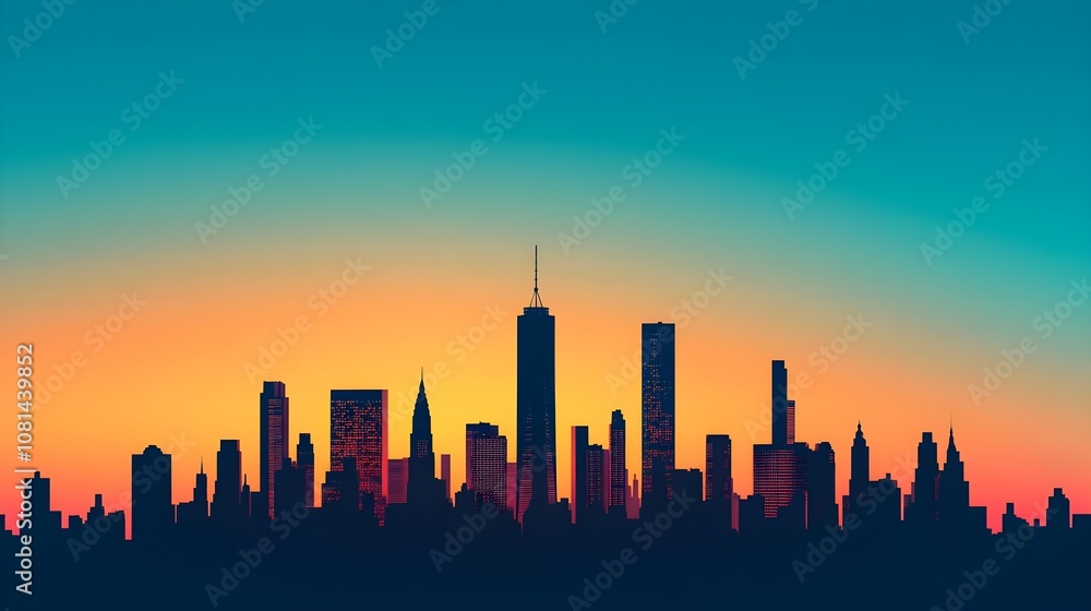 City Skyline Sunset Silhouette City Skyline Sunset Silhouette