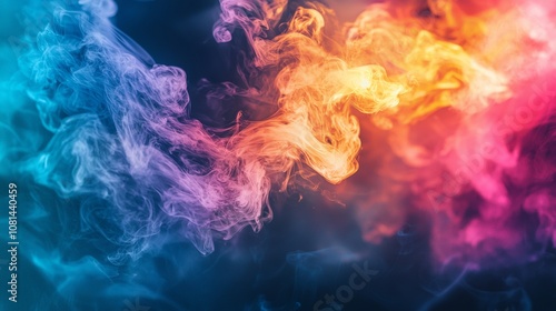 Colorful swirling clouds of smoke in blue and orange hues