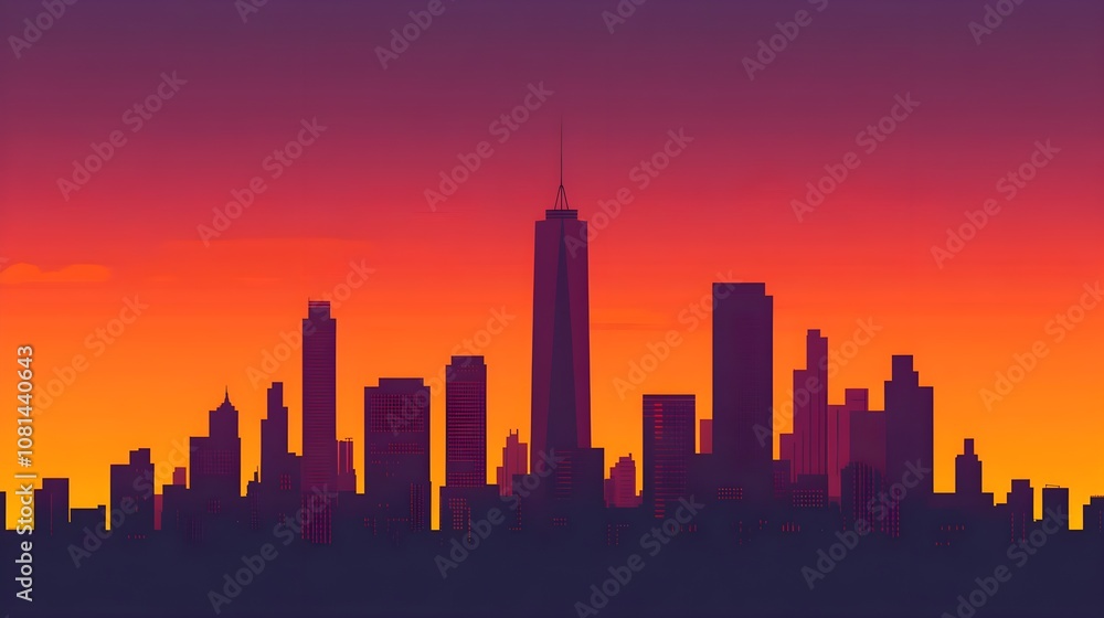 Cityscape Sunset Silhouette Cityscape Sunset Silhouette