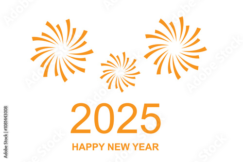 Happy new year 2025 template flat illustration