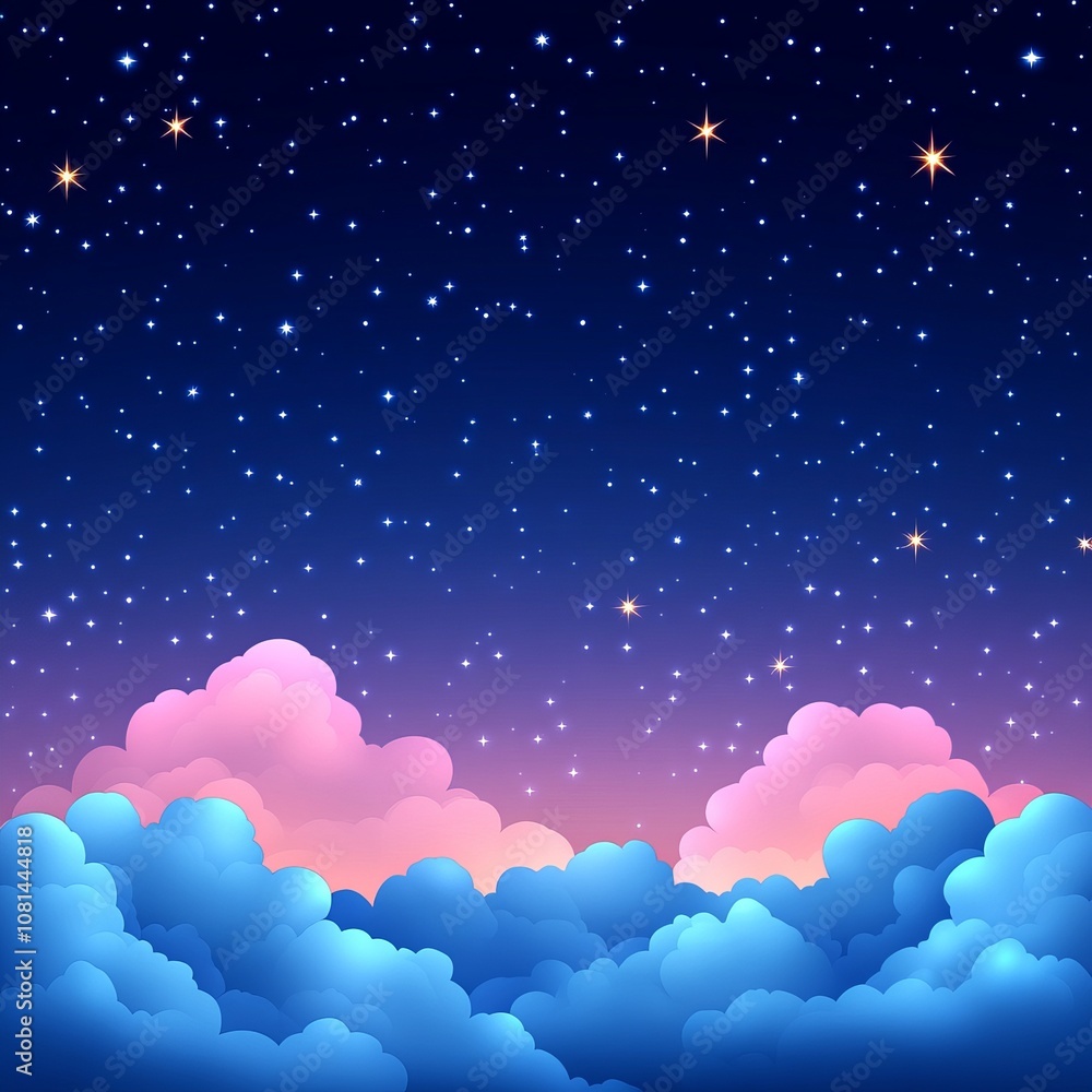 Night sky with clouds and stars. Night sky with clouds and stars.