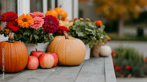 Autumn Porch Decor with Pumpkins