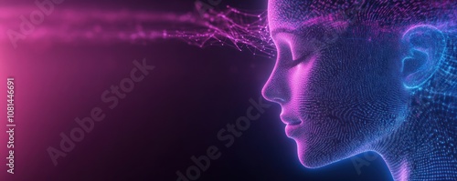 A digital representation of a human-like figure, symbolizing thought and creativity.