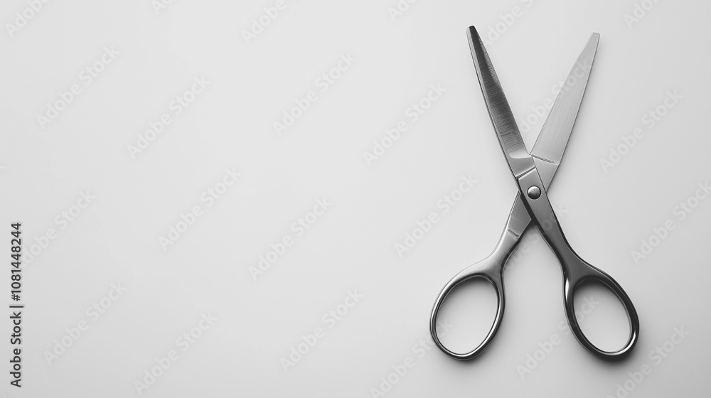 A pair of scissors is on a white background A pair of scissors is on a white background