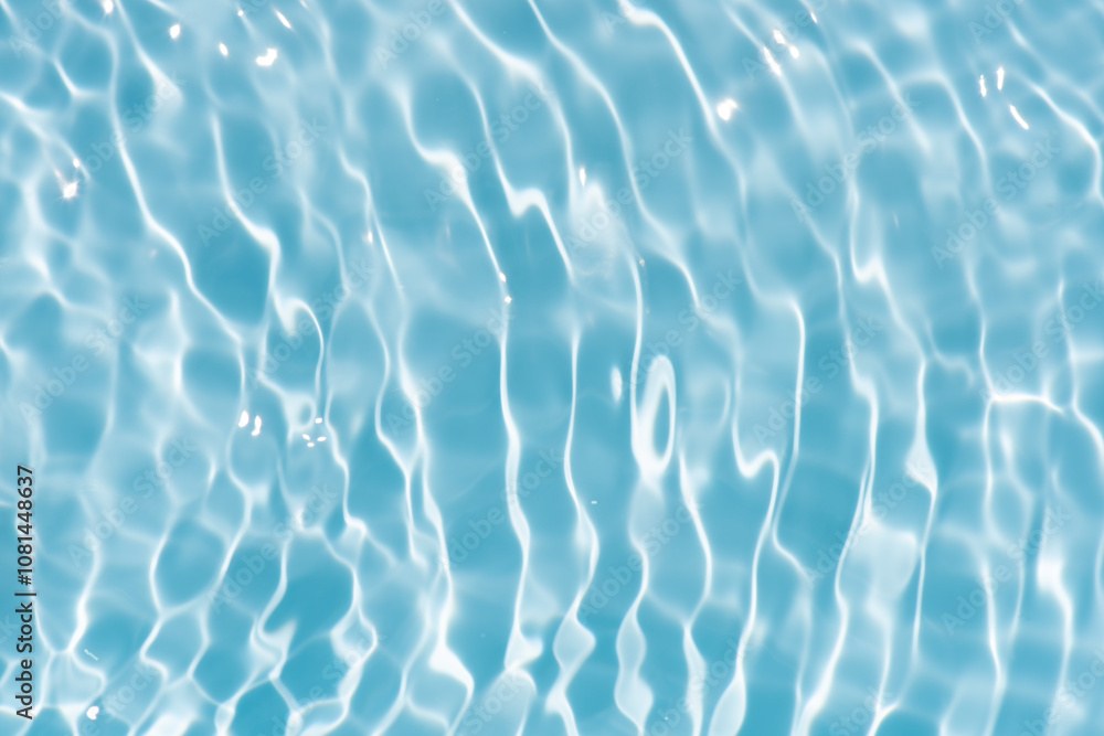 Blue water with ripples on the surface. Defocus blurred transparent blue colored clear calm water surface texture with splashes and bubbles. Water waves with shining pattern texture background. Blue water with ripples on the surface. Defocus blurred transparent blue colored clear calm water surface texture with splashes and bubbles. Water waves with shining pattern texture background.