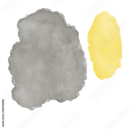 Yellow Grey Abstract Watercolor Shapes