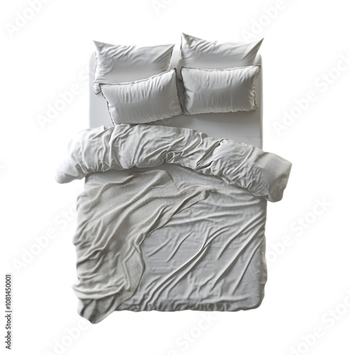 A colorful design of bed with modern style isolated on transparent background. PNG cutout.