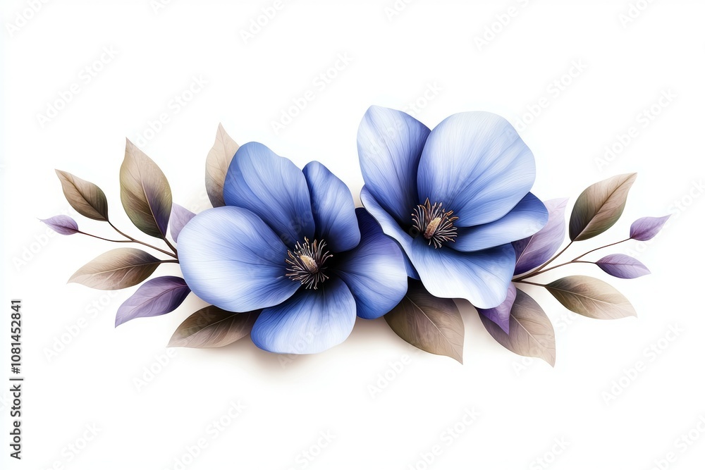 A blue flower with a leafy stem A blue flower with a leafy stem