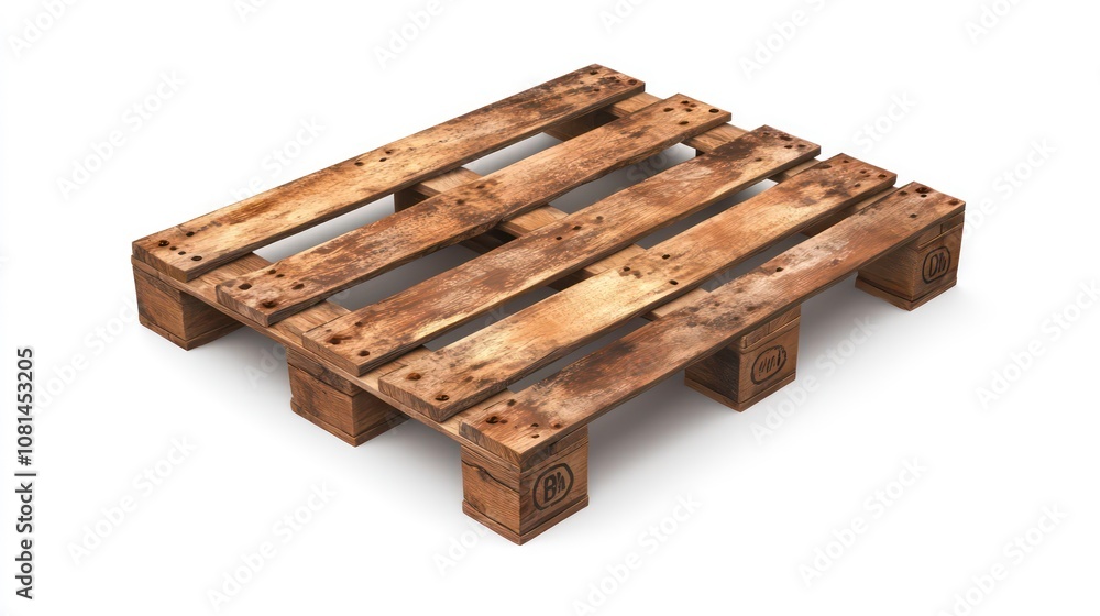 A weathered wooden pallet isolated on a white background. A weathered wooden pallet isolated on a white background.