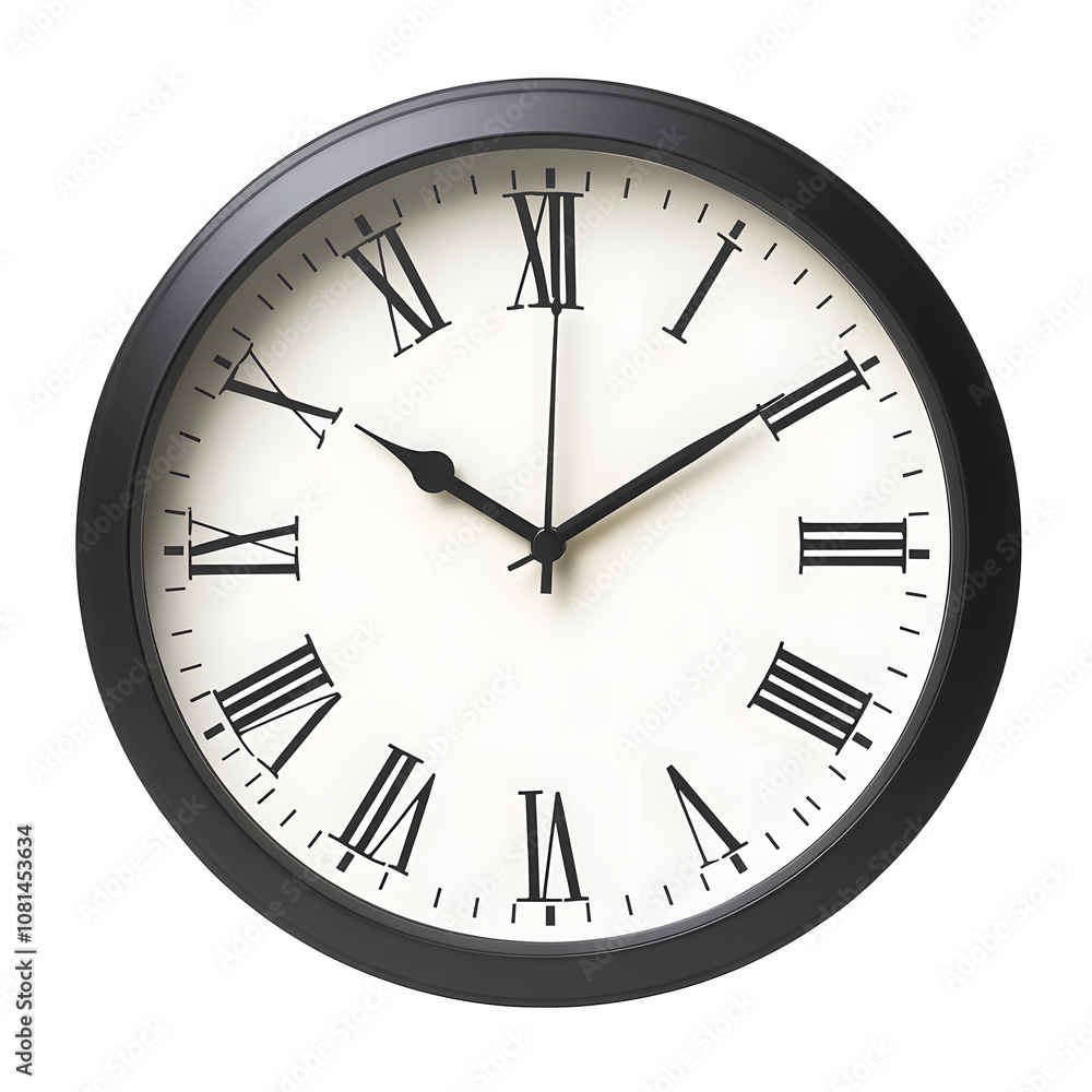 Full image of clean and clear wall clock isolated on transparent background Full image of clean and clear wall clock isolated on transparent background