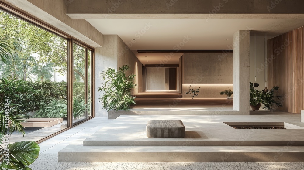 Obraz premium Modern Minimalist Japanese Architecture Interior Design