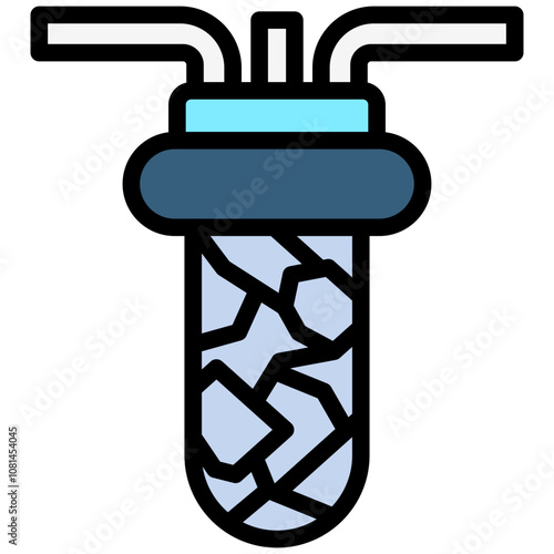 Carbon Filter flat outline color icon, use for UI, UX, app and web development, digital or print. for industry, education, business, ecology and environment, water treatment theme.