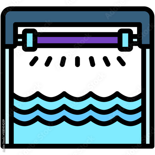 Disinfection flat outline color icon, use for UI, UX, app and web development, digital or print. for industry, education, business, ecology and environment, water treatment theme.