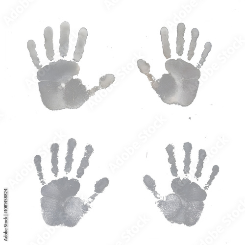 Colorful handprints and fingerprints create an abstract, artistic pattern