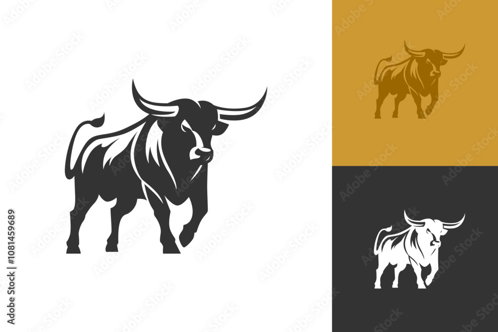Bull silhouette symbol. Minimal design. Fit for logo, symbol, brand, mark, merch. Vector Eps 10. Bull silhouette symbol. Minimal design. Fit for logo, symbol, brand, mark, merch. Vector Eps 10.