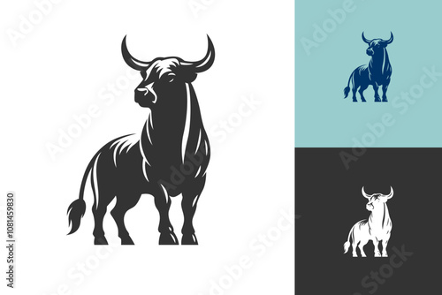 Bull silhouette symbol. Minimal design. Fit for logo, symbol, brand, mark, merch. Vector Eps 10.