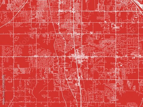 Christmas Map of Southaven  Mississippi, USA in Snowy White on Festive Red Background. photo