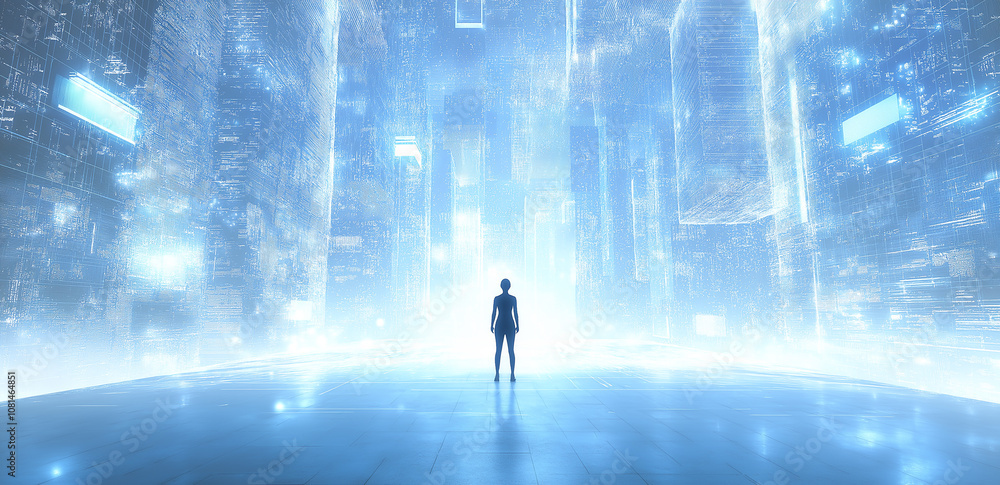 silhouette of a person in a light silhouette of a person in a light