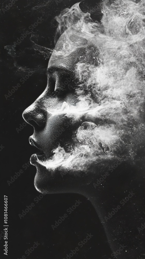 Ethereal Woman: A Black and White Portrait in Smoke Ethereal Woman: A Black and White Portrait in Smoke