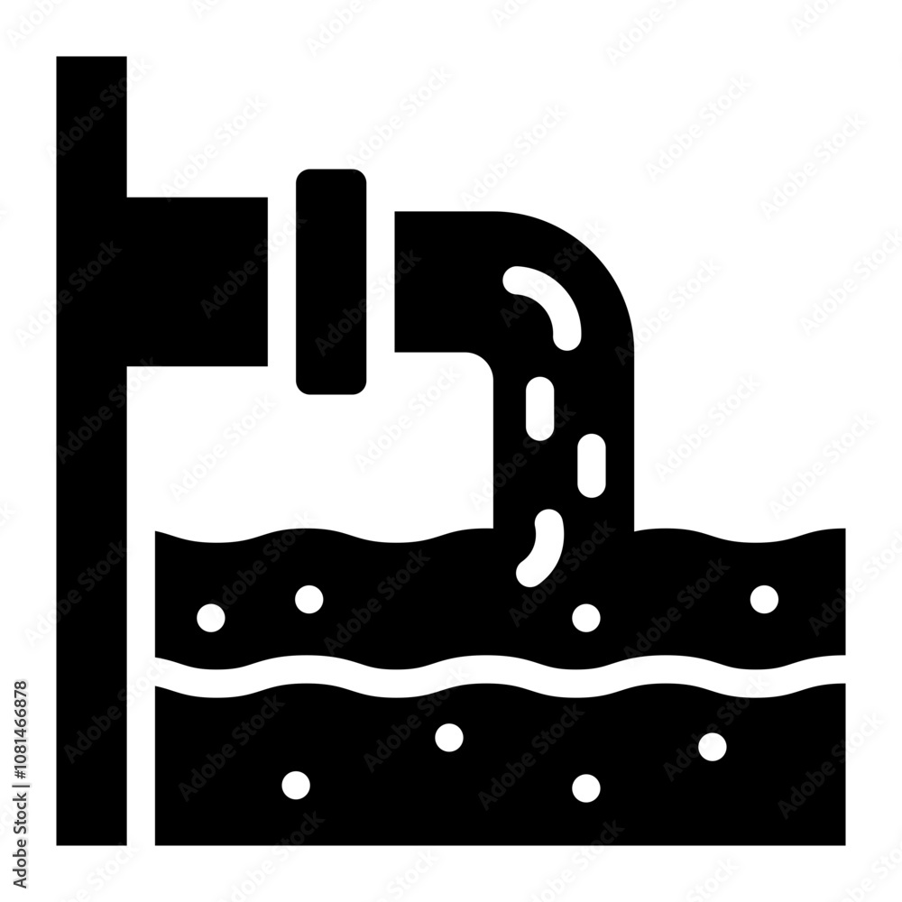 Obraz premium glyph icon for industrial waste water sewers and pollution issues.