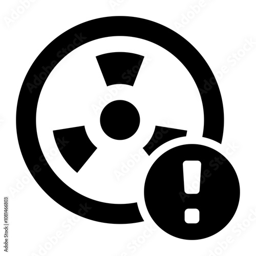 Radiation hazard warning glyph icon for environmental safety and awareness.