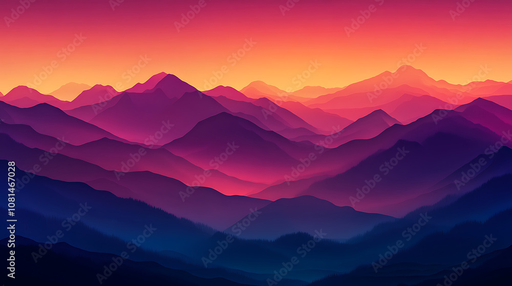 Colorful gradient with warm sunset hues blending seamlessly Colorful gradient with warm sunset hues blending seamlessly