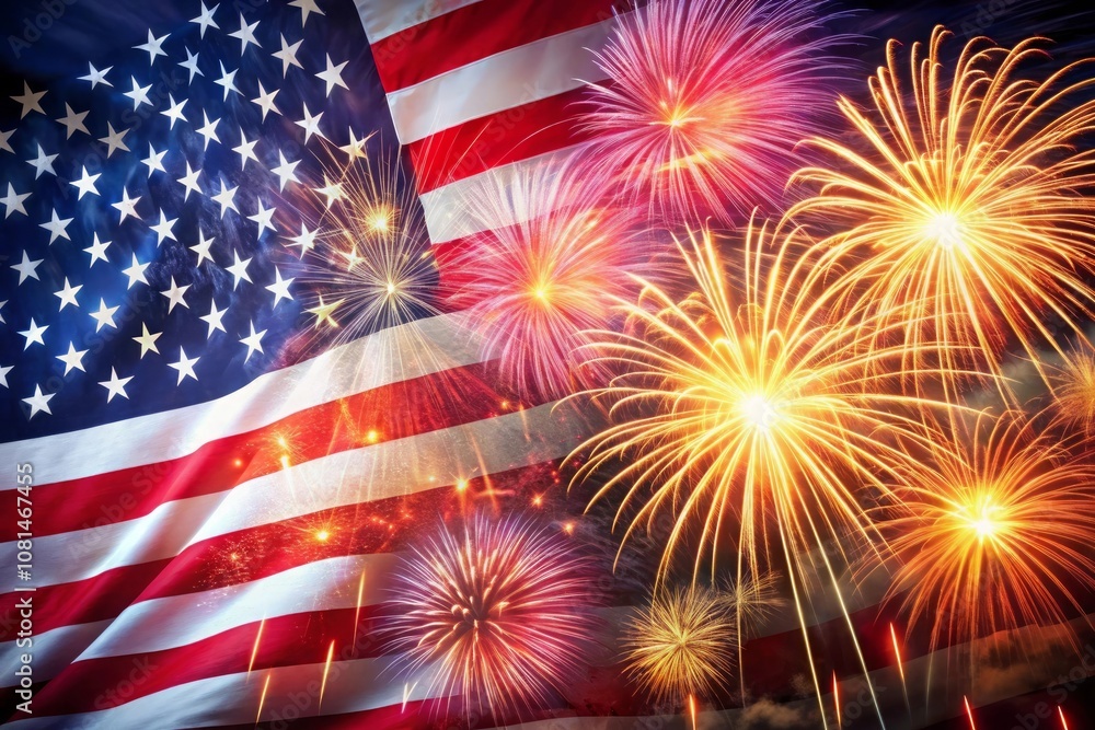 a flag with a flag and fireworks behind it a flag with a flag and fireworks behind it
