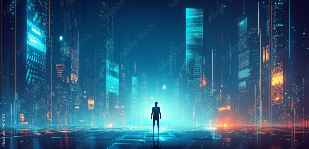A Lonely Wanderer Seeking Self in a Cyberpunk City A Lonely Wanderer Seeking Self in a Cyberpunk City