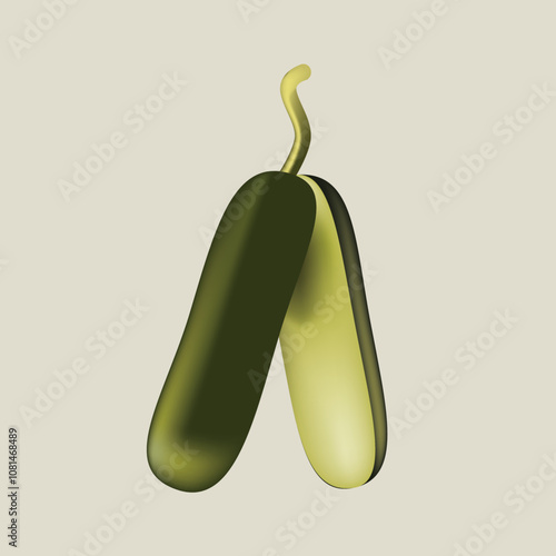 Cut in half pickled cucumber