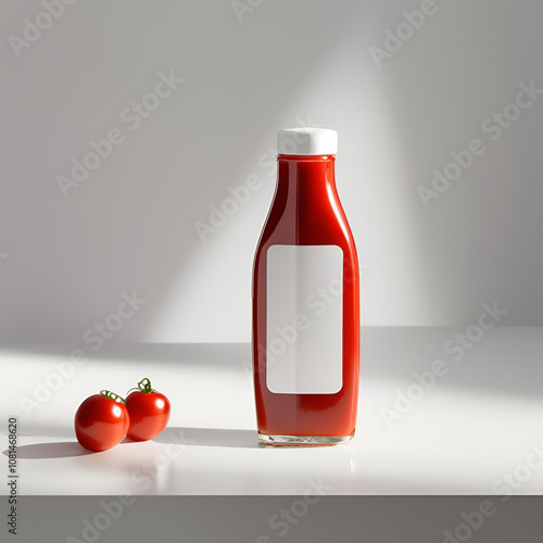 3d rendering of a sauce bottle with a blank label