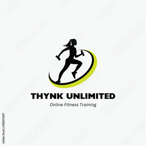 Black and Green Modern Illustrative Online Fitness Training Logo.eps, Adobe Illustrator Artwork