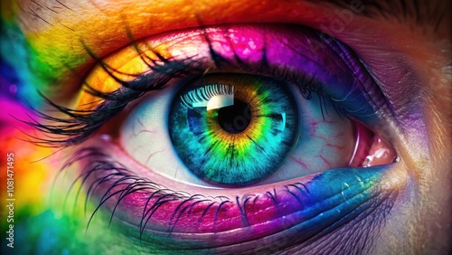 Close-up of a vibrant and colorful human eye, colorful, eye, close-up, vibrant, beauty, makeup, iris, bright, pupil