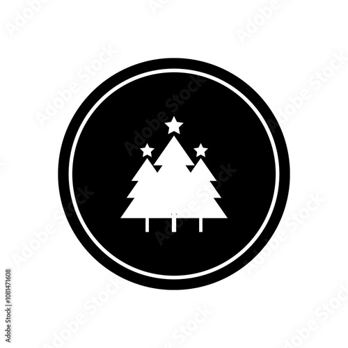 A black and white icon of a Christmas