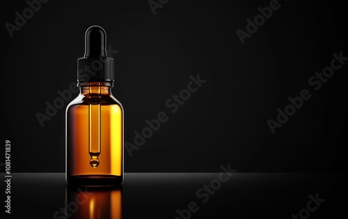 A glass dropper bottle with an amber hue, commonly used for oils or serums.