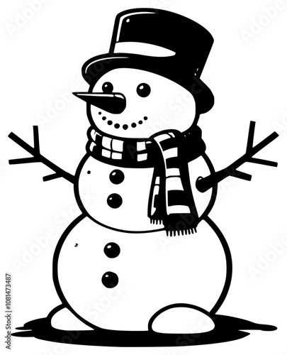 Vector snowman outline without colours