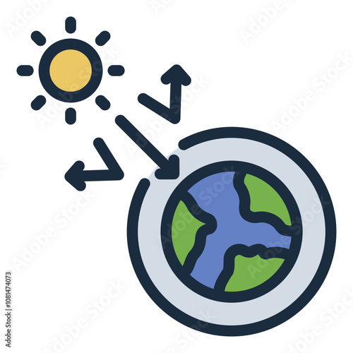 filled line icon showing ozone depletion impact on global warming and climate.