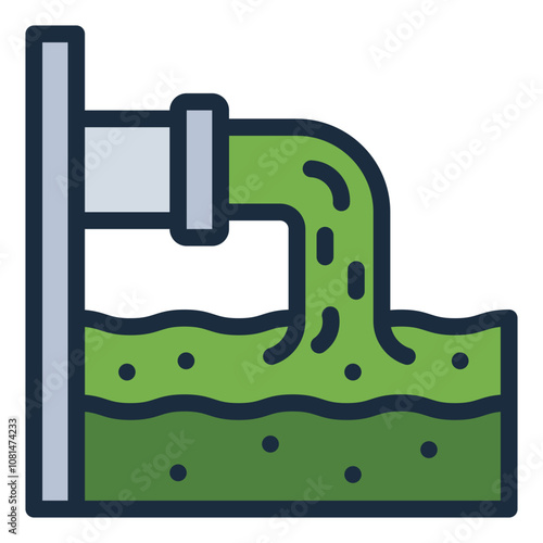 filled line icon for industrial waste water sewers and pollution issues.