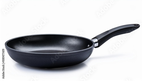 Nonstick Skillet on White Background Isolated. Full Shot of Kitchen Utensils.