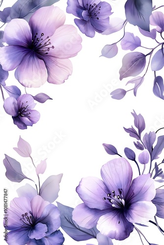 Elegant floral arrangement a beautiful watercolor composition featuring purple flowers and greenery ideal for invitations and decor