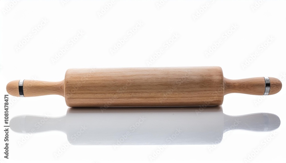 Rolling Pin on White Background Isolated. Full Shot of Kitchen Utensils. Rolling Pin on White Background Isolated. Full Shot of Kitchen Utensils.