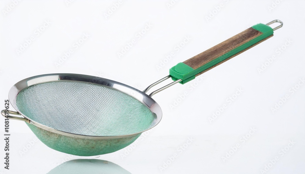 Strainer on White Background Isolated. Full Shot of Kitchen Utensils. Strainer on White Background Isolated. Full Shot of Kitchen Utensils.