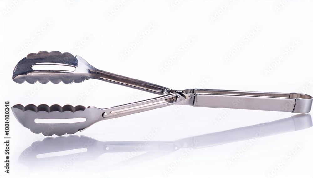 Obraz premium Tongs on White Background Isolated. Full Shot of Kitchen Utensils.