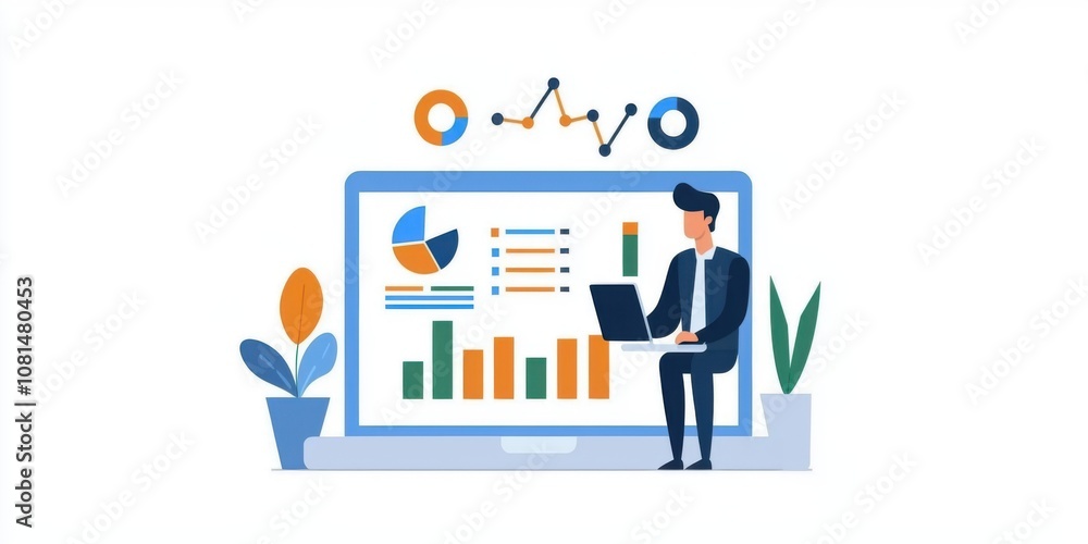 salary annual. A professional analyzing data on a laptop, surrounded by graphs and charts, emphasizing digital analytics and business insights. salary annual. A professional analyzing data on a laptop, surrounded by graphs and charts, emphasizing digital analytics and business insights.