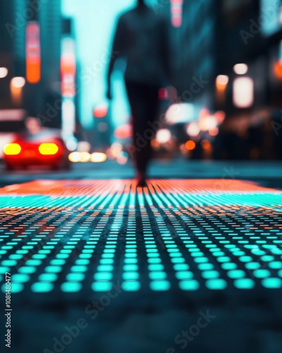 Wallpaper Mural Autonomous vehicle development urban mobility market street scene nighttime environment low angle view future mobility concepts Torontodigital.ca