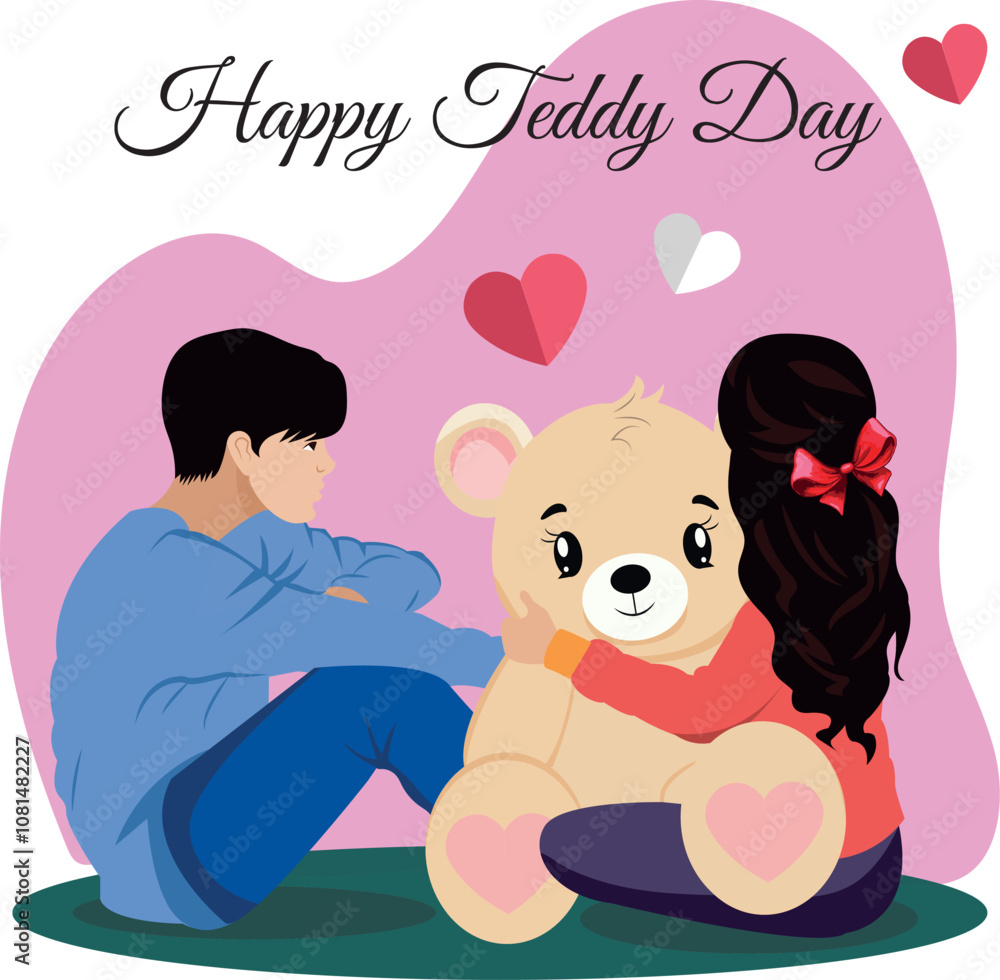 Happy Teddy Day is a sweet and affectionate celebration observed on February as part of Valentine's Week. Vector Illustration ,Eps 10 , all layers are single for any customization . Happy Teddy Day is a sweet and affectionate celebration observed on February as part of Valentine's Week. Vector Illustration ,Eps 10 , all layers are single for any customization .