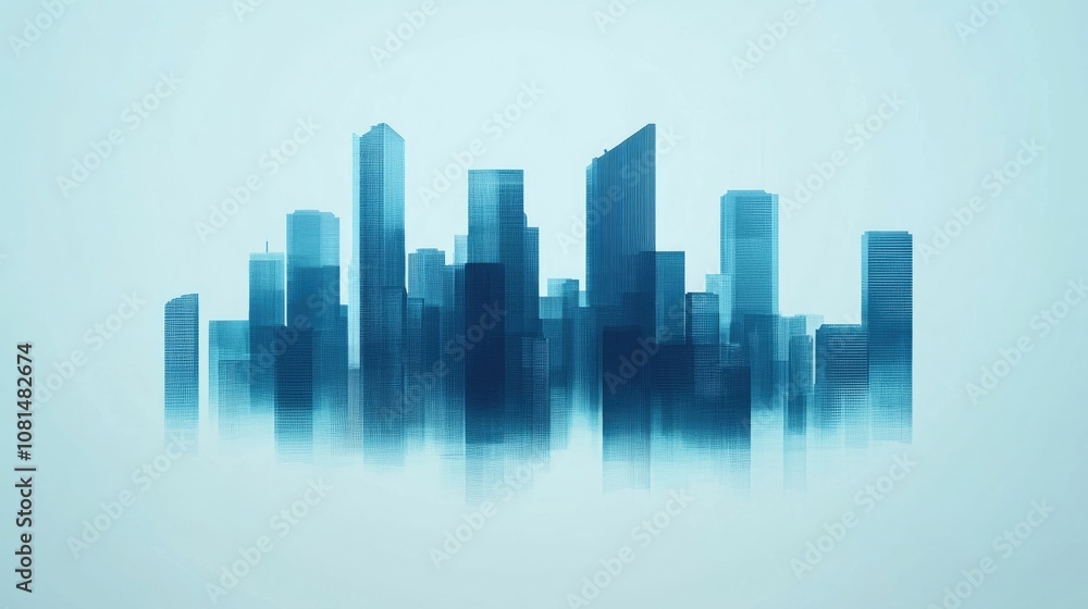 Futuristic cityscape emerging from a hazy misty skyline representing the growth development and opportunities in an expanding urban landscape The image showcases the modern high rise architecture Futuristic cityscape emerging from a hazy misty skyline representing the growth development and opportunities in an expanding urban landscape The image showcases the modern high rise architecture