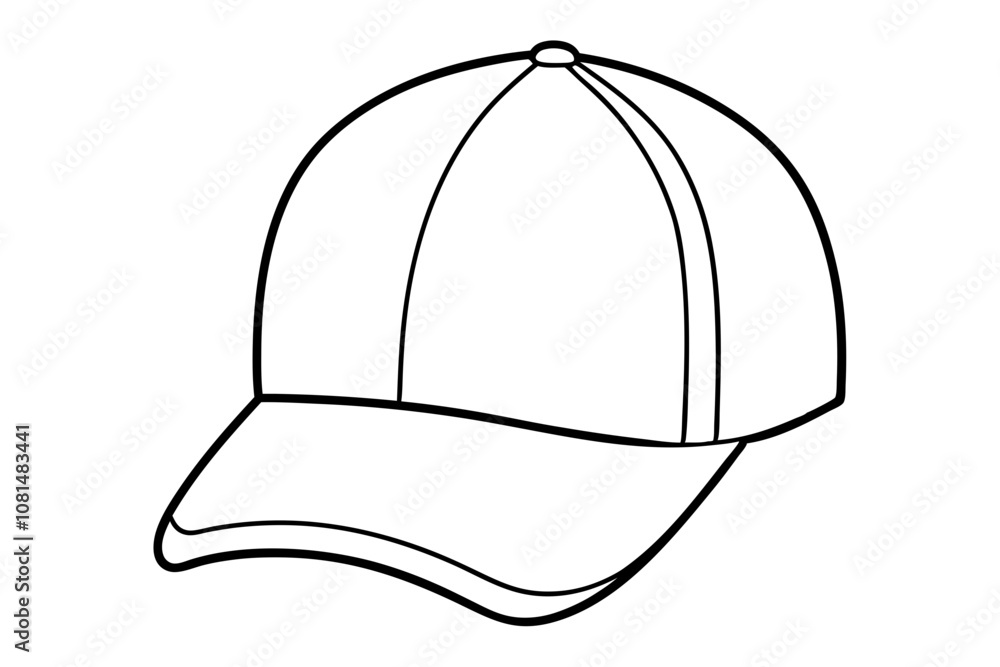 Trucker hat line art vector, Trucker cap outline illustration Trucker hat line art vector, Trucker cap outline illustration