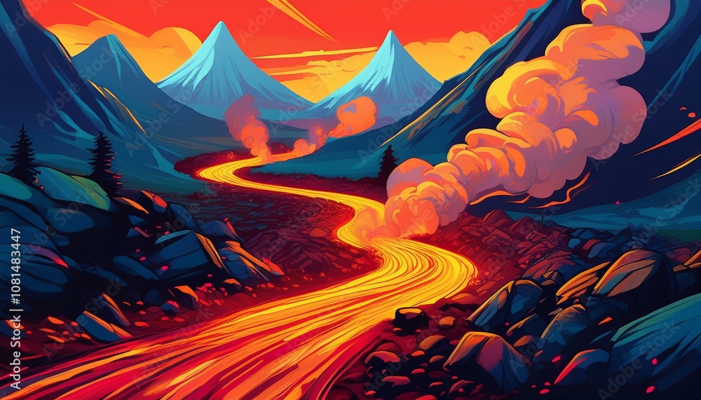 Fototapeta premium landscape with fire