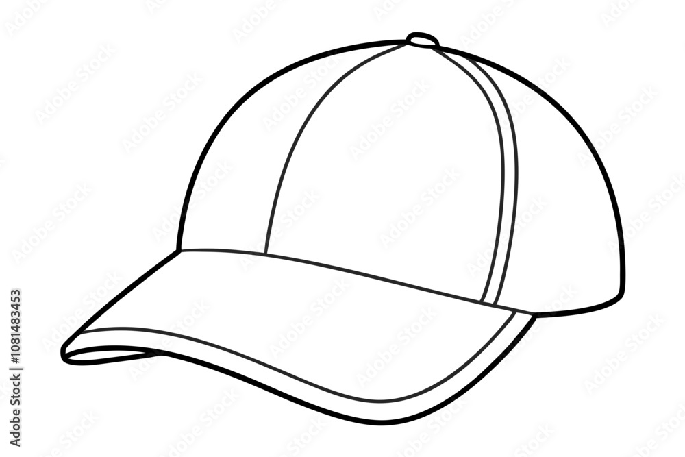 Fototapeta premium Trucker hat line art vector, Trucker cap outline illustration